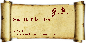 Gyurik Márton névjegykártya